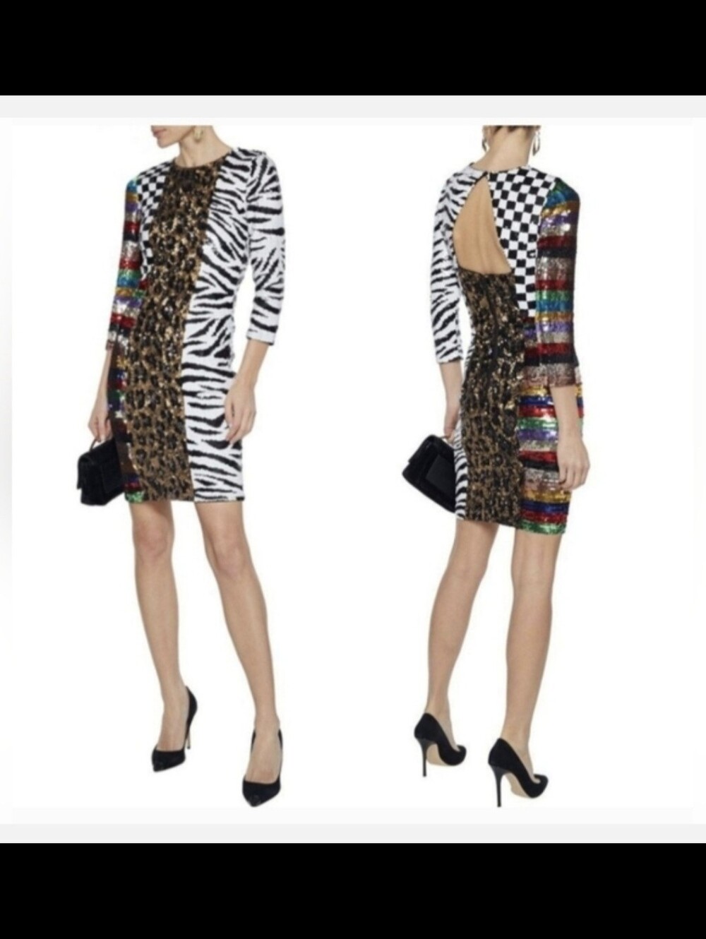 Alice + Olivia Jae Sequin Mini Dress Size 6 - Picture 3 of 16